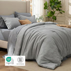 Bedsure King Size Comforter Set Dark Grey - Bed in a Bag King Bedding 7 Pieces, Cationic Dyed Bed Set Gift for Family, Dark Grey Soft Bedding for All Seasons Comforter with Sheets, Pillowcases & Shams