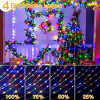 Ollny Christmas Lights Outdoor 600LED 197FT, Multicolor Christmas Tree Lights IP67 Waterproof, Plug in Fairy Lights with Remote 8 Modes Timer, Xmas Light for Indoor House Holiday Decor