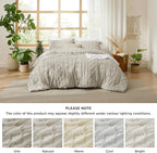 Bedsure Tufted Boho Comforter Set Oversized King - Linen Boho Bed Set, GentleSoft™ 3 Pieces Farmhouse Shabby Chic Embroidery Bedding, Gifts for Woman, Soft Jacquard Comforter for All Seasons