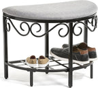 Mango Steam Half Moon Shoe Bench - Vanity Seat/Dressing Stool/Makeup Chair - Heather Gray