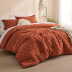 Bedsure California King Comforter Set - Terracotta Comforter, Boho Tufted Shabby Chic Bedding for Kids, 3 Pieces Vintage Farmhouse Bed Set for All Seasons, Fluffy Soft Bedding with 2 Pillow Shams
