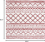 SAFAVIEH Arizona Shag Collection Area Rug - 6'7" Square, Ivory & Red, Moroccan Design, Non-Shedding & Easy Care, 1.6-inch Thick Ideal for High Traffic Areas in Living Room, Bedroom (ASG741P)