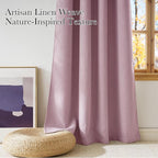 NICETOWN Short Faux Linen Pink Blackout Curtains 63 inches Long for Kitchen - Privacy Panels for Living Room Bedroom, Modern Farmhouse Style Easy Care Grommet Top, 2 Panels, W42 by L63