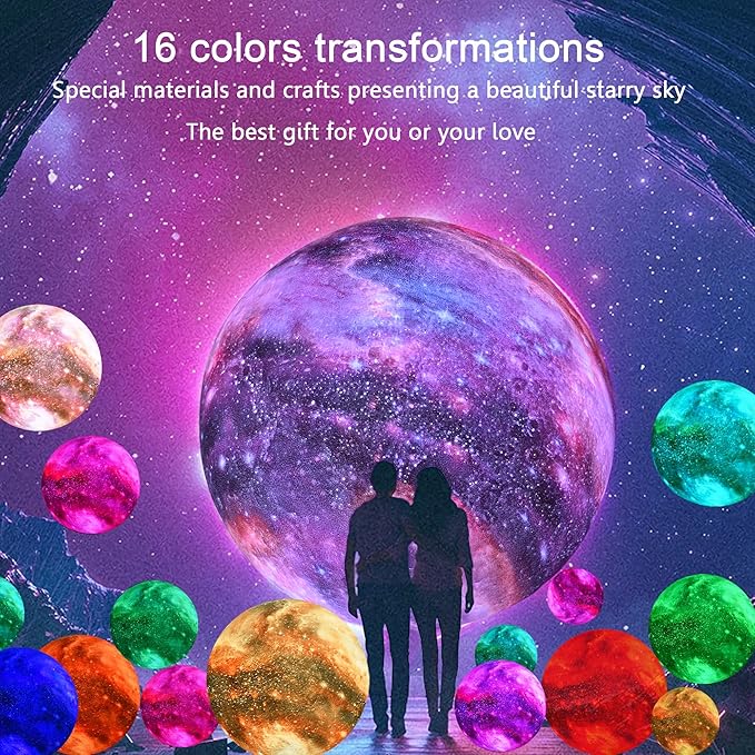5.9 inch Moon Lamp Kids Night Light Galaxy Lamp Rechargeable Battery Touch & Remote Control 16 Colors LED Moon Light as Birthday Gifts for Boys/Girls/Kids