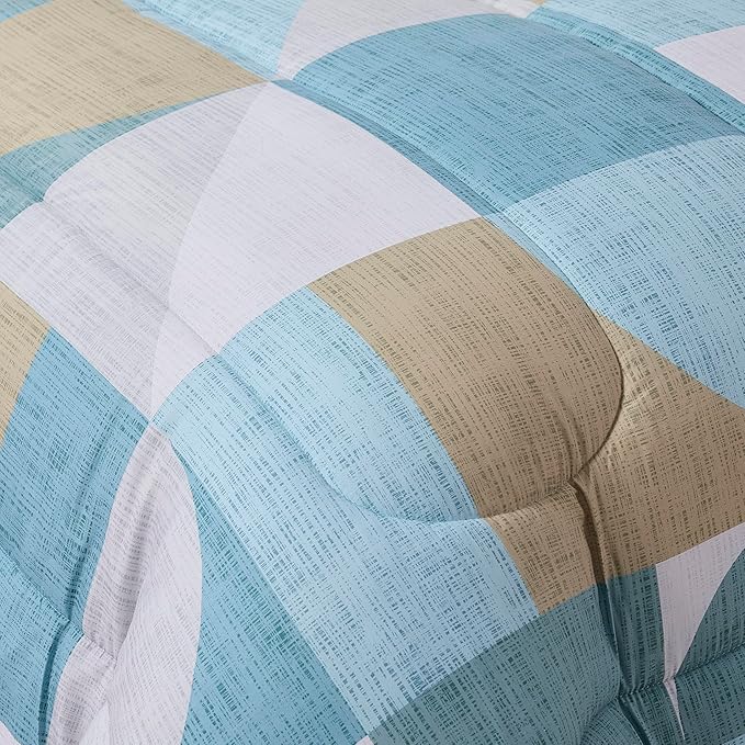 Geometric Comforter Set Twin Size with Sheets Bed in a Bag – Deep Pocket Fitted Sheet with Elastic Corners, Cozy Comforter, Pillowcases & Shams – Soft Microfiber All Season Bedding – Machine Washable