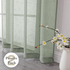 Aiyufeng Sage Green Sheer Curtains 72 inches Long 2 Panels, Fresh Textured Semi Sheer Green Curtains Linen Breathable Elegant Door Curtains & Drapes for Farmhouse/Living Room/Kitchen, 40Wx72L inch