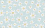 Flagship Carpets Schoolgirl Style White Daisies on Blue Educational Area Rug for Kids Room Seating Décor, Children's Classroom, Play Carpet for Teaching and Playroom, 7'6" x 12'