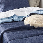 Bedsure Twin/Twin XL Comforter Set - Cooling and Warm Bed Set, Navy Blue Reversible Bedding for All Season, 2 Pieces, 1 Twin Size Comforter (68"x88") and 1 Pillow Case (20"x26")