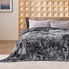 Bedsure GentleSoft Sherpa Fluffy Blanket Queen Size for Bed - Fleece Warm and Cozy for Women Gift, Plush & Fuzzy Faux Fur Christmas Blanket for Couch, Sofa Decor, Tie Dye Design, Grey, 90x90 Inches