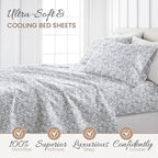 Linen Market Double-Brushed Patterned Microfiber California King Sheet Set 4 Piece – OEKO-TEX Certified Ultra Soft & Wrinkle-Free - 16" Deep Pocket Sheets Easy Care Cal-King Size - Coarse Paisley Navy
