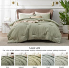 Bedsure Full Comforter Set - Olive Green Soft Bedding for All Seasons, Cationic Dyed Bed Set, 3 Pieces, 1 Full Size Comforter (82"x86") and 2 Pillow Shams (20"x26"+2")