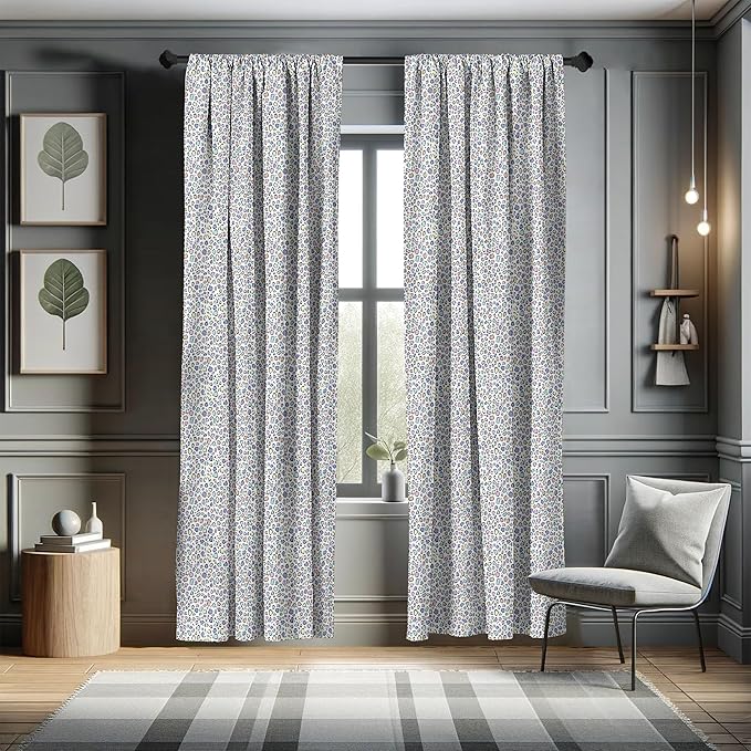 Ambesonne Leopard Print Curtains, Modernized Animal Skin Elements in Pastel Memphis Style Colors Pattern Print, Window Treatments 2 Panel Set for Living Room Bedroom, Pair of - 28" x 95", Grey Black