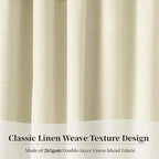 KangBang 100% Blackout Patio Door Curtains 84 Inch Wide, Pinch Pleat Modern Curtains for Cottage High Ceiling with Hooks, Faux Linen Textured Drapes Back Tab Rod Pocket 2 Panels,84Wx108L, Cream
