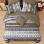 Cottolester Brown Comforter Set King Size,Boho Fall Bed in a Bag 8 Pieces,Paisley Soft Microfiber Bedding Comforter Set