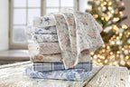 Laura Ashley - Flannel Sheets Queen Size, Anti-Pilling & Wrinkle Resistant Cotton, Touchably Soft for All-Season Comfort - Bed Sheets with Matching Pillowcases & Fitted Sheet (Mulholland Plaid Blue)