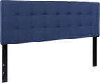 Flash Furniture Bedford Box Stitch Tufted Upholstered Queen Size Headboard in Navy Fabric