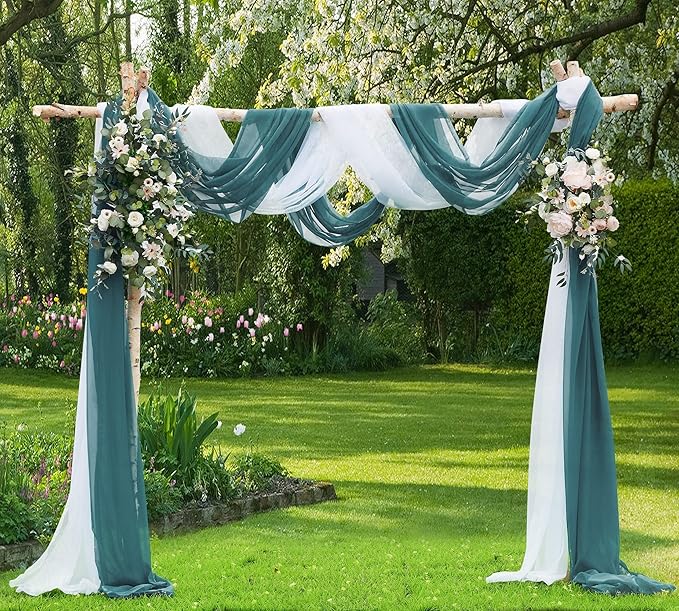 Warm Home Designs 24 Feet Long Dusty Blue Sheer Window Scarf. These XXL Length Valance Scarves 54 X 288 Inches in Size. Great as Bed Canopy or Wedding Arch Draping Fabric. AM Dusty Blue 288"