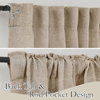 RYB HOME Privacy Semi Sheer Linen Curtains 72 inches Long, Rod Pocket & Back Tab Linen Blend Elegant Light Filtering Privacy Protected Panels for Farmhouse Cottage, Khaki, 52" W, 2 Panels