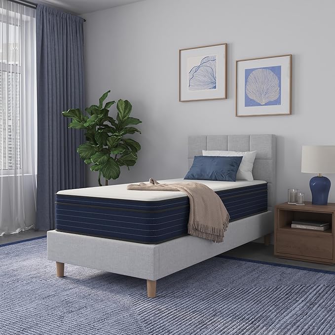 NapQueen Twin Size, 12 Inch New Victoria Hybrid Cooling Gel Infused Pocket Spring and Memory Foam Mattress, Bed in a Box, CertiPUR-US Certified