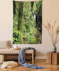 Lunarable Woodland Tapestry Twin Size, Waterfall in Deep Forest Scenery in The Woods Green of Earth Covering Plants, Wall Hanging Bedspread Bed Cover Wall Decor, Twin Size, Forest Green