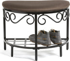 Mango Steam Half Moon Shoe Bench - Vanity Seat/Dressing Stool/Makeup Chair - Mocha Brown