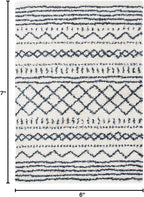 SAFAVIEH Arizona Shag Collection Area Rug - 5'1" x 7'6", Ivory & Slate, Moroccan Design, Non-Shedding & Easy Care, 1.6-inch Thick Ideal for High Traffic Areas in Living Room, Bedroom (ASG741M)