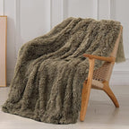 Tuddrom Decorative Extra Soft Faux Fur Blanket Queen Size 80" x 90",Solid Reversible Fuzzy Fluffy Cozy Plush Fleece Comfy Microfiber Fur Blanket for Couch Sofa Bed,Brown