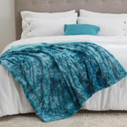 Bedsure GentleSoft Sherpa Fluffy Throw Blanket - Fleece Warm and Cozy Throw for Women Gift, Plush & Fuzzy Faux Fur Christmas Blanket for Couch, Sofa, Bed Decor, Tie Dye Design, Teal, 50x60 Inches
