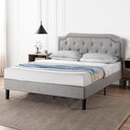 Zinus Kellen Upholstered Scalloped Platform Bed Frame, Mattress Foundation, Wood Slat Support, No Box Spring Needed, Eco Friendly WonderBox (TM), Easy Assembly, Dark Grey, King