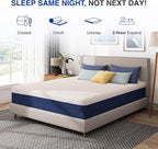 12 Inch Queen Size Mattress, Gel Cooling Memory Foam Mattress in A Box, Medium Firm Feel for Back Pain Relief, CertiPUR US Certified