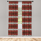 Ambesonne Savannah Curtains, Animal Skin Stripes as Diamond Shapes Pattern Wild Life Concept Native Art, Window Treatments 2 Panel Set for Living Room Bedroom, Pair of - 28" x 63", Red Brown