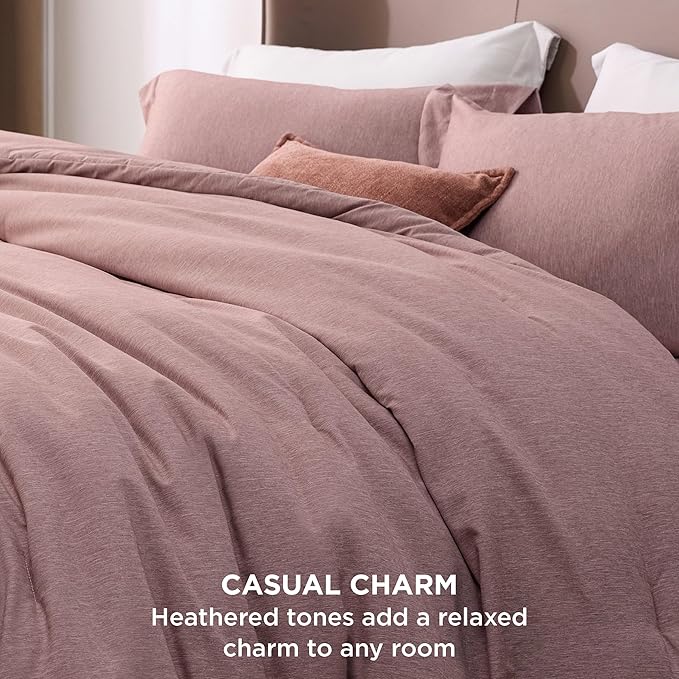Bedsure King Size Comforter Set - Dusty Rose King Comforter Set, Soft Bedding for All Seasons, Cationic Dyed Bedding Set, 3 Pieces, 1 Comforter (104"x90") and 2 Pillow Shams (20"x36"+2")