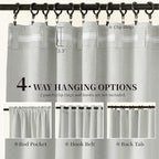 KangBang Greyish White Linen Blackout Curtains 120 Inch Length 10 FT, Back Tab Track System Energy Saving Curtains for Living Room High Windows, Thermal Insulated & Noise Reducing,52x120 Inch,2 PCs