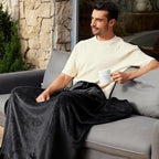 Exclusivo Mezcla Fleece Throw Blanket for Couch, Sofa, 300GSM Super Soft and Warm Blankets, Black Throw All Season Use, Cozy, Plush, Lightweight, 50x60 Inches