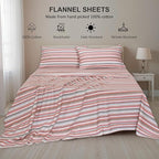 RUVANTI Flannel Sheets Queen Size - 100% Cotton Double Brushed Bed Sheets, Deep Pockets 16 Inches Queen Sheet Set, All Seasons Breathable & Extra Soft - Warm & Cozy, 4 Piece, Multi Chevron Stripe