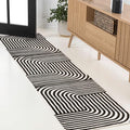 Eyely NCS101G-28 Odense High-Low Minimalist Angle Geometric Black/White 2 ft. x 8 ft. Runner Rug, Black/White, 2 ft. x 8 ft., Indoor, Runner Rug