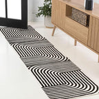 Eyely NCS101G-28 Odense High-Low Minimalist Angle Geometric Black/White 2 ft. x 8 ft. Runner Rug, Black/White, 2 ft. x 8 ft., Indoor, Runner Rug