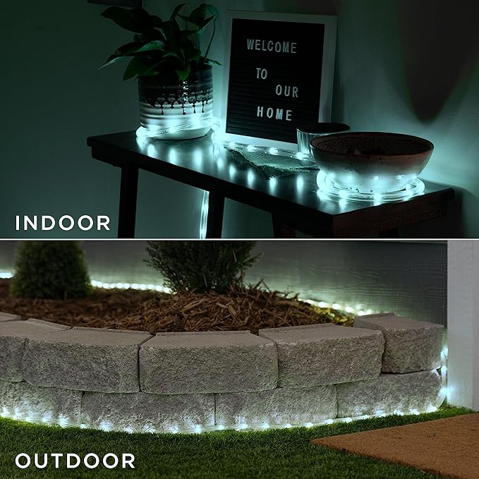 UltraPro LED Rope Lights, 25ft Classic Clear Rope, Cool White Light 5000K, Indoor/Outdoor, Flexible, Linkable, Durable, Rope Lights Outdoor, 54843