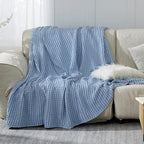 Bedsure Cooling Cotton Waffle King Size Blanket - Lightweight Breathable Blanket of Rayon Derived from Bamboo for Hot Sleepers, Luxury Throws for Bed, Couch and Sofa, Sky Blue, 104x90 Inches
