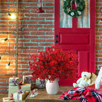 Lyrow 24 Pcs Red Babys Breath Artificial Christmas Picks Decoration Xmas Fake Flowers Stems Gypsophila Bushes Floral Arrangement Bulk for Home Indoor Table Decor(Red)