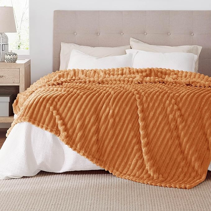 Bedsure GentleSoft Burnt Orange Full Blanket for Couch - Cozy Soft Fall Blankets for Women, Cute Small Fleece Throws for Girls, Birthday Gifts for Women, 84x90 Inches