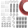 Globe String Light Suspension Kit, Outdoor Light Guide Wire, Vinyl Coated Stainless Steel Steel Cable，Include 100ft Transparent PVC and 304 Stainless Steel Wire Cable, Turnbuckle and Hooks