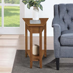 Convenience Concepts American Heritage Wedge End Table 24" - Classic Living Room Table with Storage Shelf, Side Table for Family Room, Bedside Table, Driftwood/White