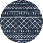 SAFAVIEH Arizona Shag Collection Area Rug - 6'7" Round, Slate Blue & Ivory, Moroccan Design, Non-Shedding & Easy Care, 1.6-inch Thick Ideal for High Traffic Areas in Living Room, Bedroom (ASG741L)
