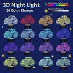 Attivolife Tractor 3D Illusion Night Lamp, 16 Color Changing Dimmable Hologram Lighting, Timer Toy USB Charge Table Desk Bedroom Decoration Creative Gift for Kid Boy with Remote Control
