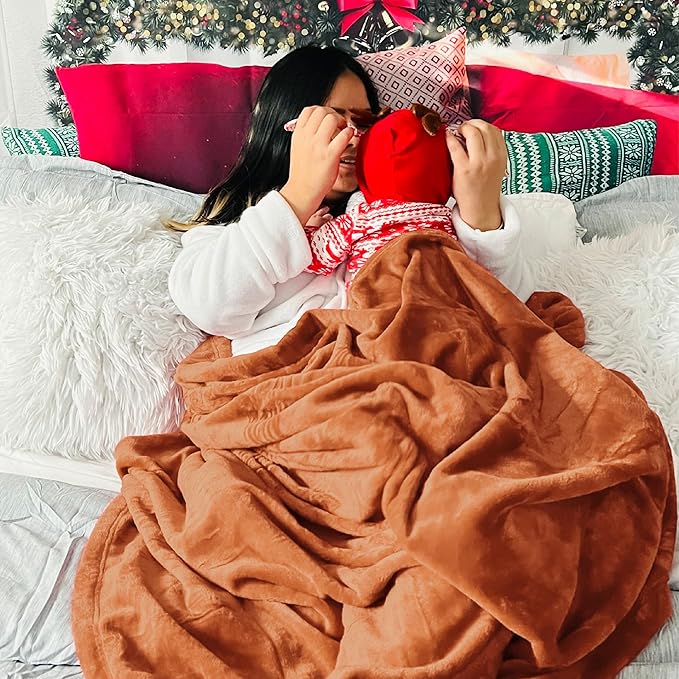 Bedsure GentleSoft Burnt Orange Fleece Throw Blanket Mango - 300GSM Soft Lightweight Plush Cozy Blankets for Bed, Sofa, Couch, Travel, Camping