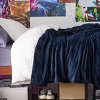 Bedsure GentleSoft Twin XL Fleece Blanket Dorm Bedding - Lightweight Soft Cozy Blankets for Bed, Sofa, Couch, Travel, Camping, Navy, 66"x90"