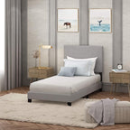 Furinno Laval Button Tufted Upholstered Platform Bed Frame, Twin XL, Glacier