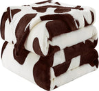 Flannel Cow Print Blanket Twin Size - Premium Lightweight Anti-Static Super Soft Cow Blankets for Twin/Twin XL Extra Long Bed,Winter Warm Cow Print Throw Blanket 66" x 90"(Brown Cow)