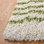 SAFAVIEH Arizona Shag Collection Area Rug - 3'2" Round, Ivory & Green, Moroccan Design, Non-Shedding & Easy Care, 1.6-inch Thick, Ideal for The Living Room, Dining, Bedroom (ASG741Y)